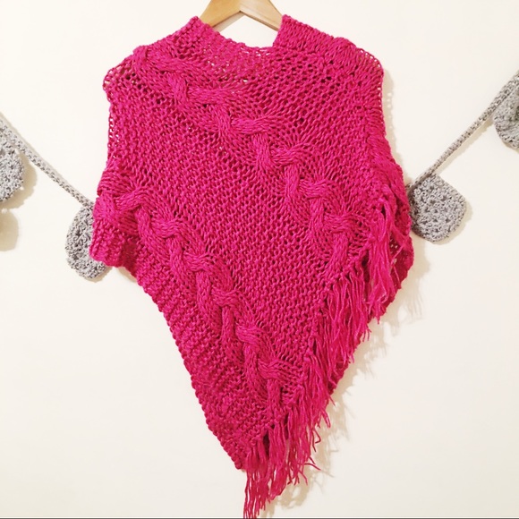 Thalia Sodi Sweaters - Thalia Sodi Raspberry Poncho - S